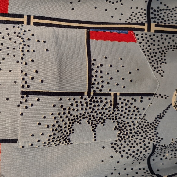 Vintage 70' blue floral and geometric patterned disco shirt by Pegasus - Picture 6 of 7